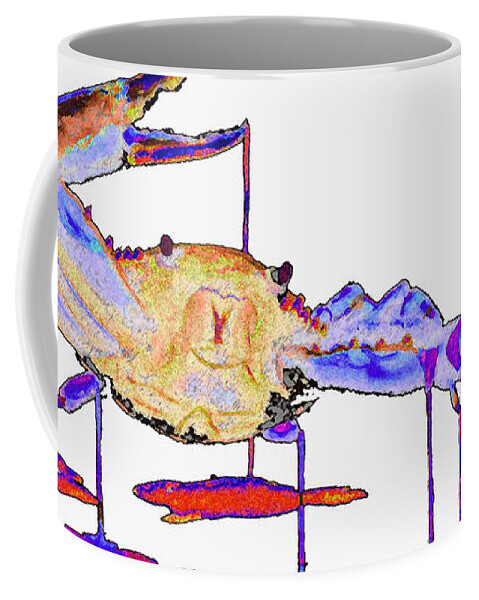 Blue Coffee Mug featuring the painting Rainbow Blue Crab by Ken Figurski