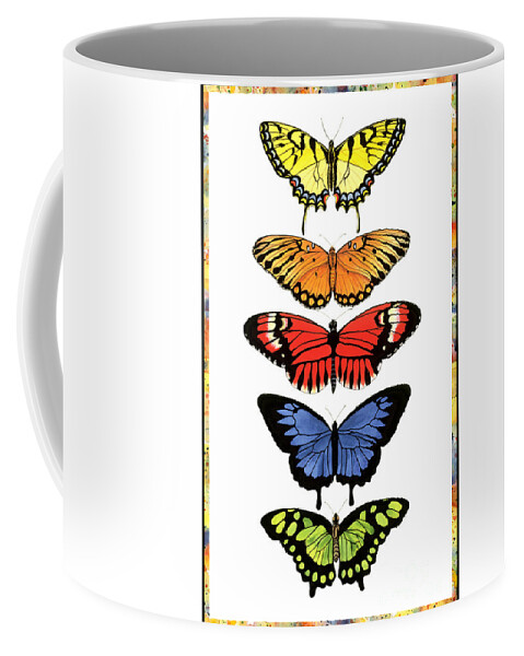Butterflies Coffee Mug featuring the painting Rainbow Butterflies by Lucy Arnold