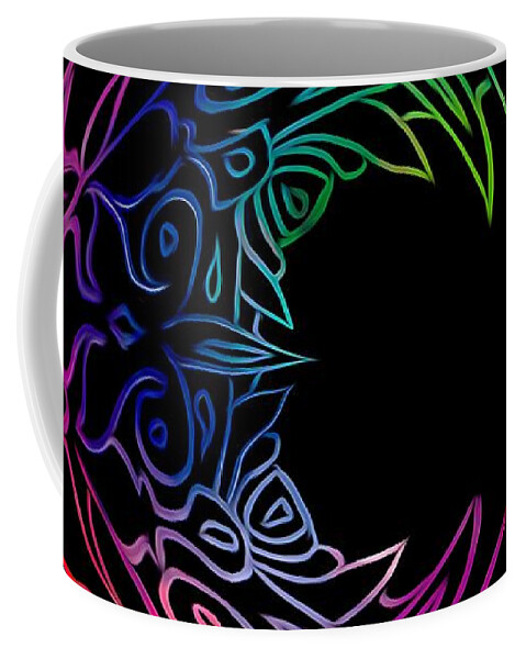 Rainbow Colored Scratch Art Warp Abstract Coffee Mug featuring the mixed media Rainbow Colored Scratch Art Warp Abstract by Rose Santuci-Sofranko