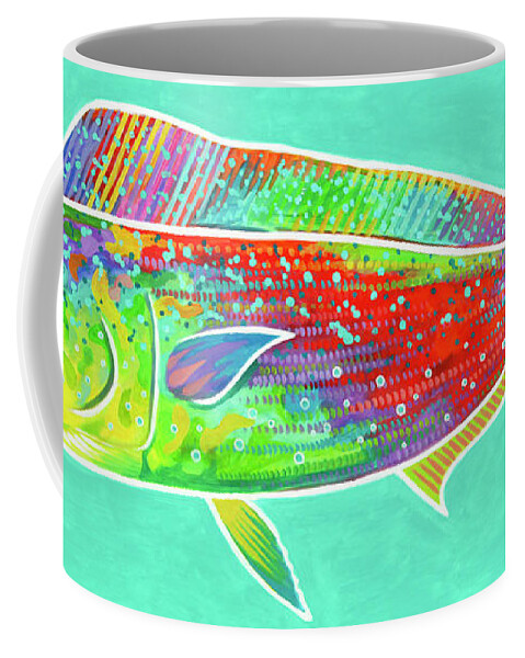 Mahi Painting Coffee Mug featuring the painting Rainbow Mahi by Guy Crittenden