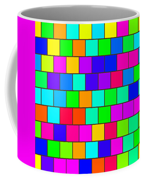 Abstract Coffee Mug featuring the digital art Rainbow tiles by Miroslav Nemecek