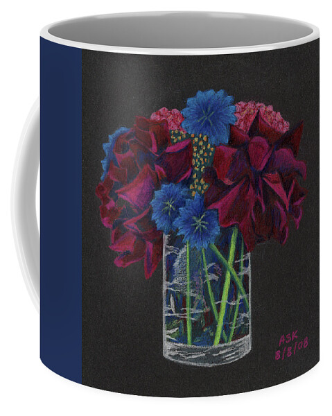 Flowers Coffee Mug featuring the drawing Rainy Day Bouquet by Anne Katzeff