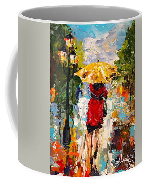 Girl Coffee Mug featuring the painting Rainy Days by Alan Lakin