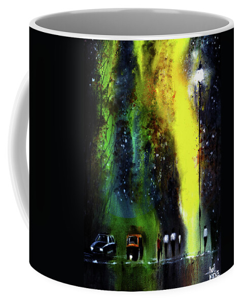 Nature Coffee Mug featuring the painting Rainy Evening by Anil Nene