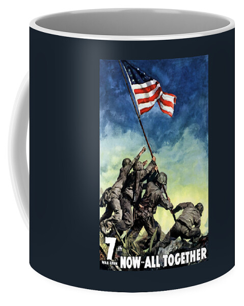 Iwo Jima Coffee Mug featuring the painting Raising The Flag On Iwo Jima by War Is Hell Store