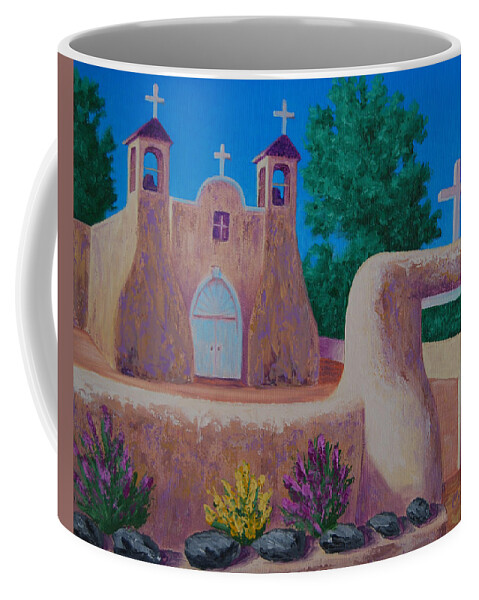 Church Coffee Mug featuring the painting Rancho De Taos II by Cheryl Fecht