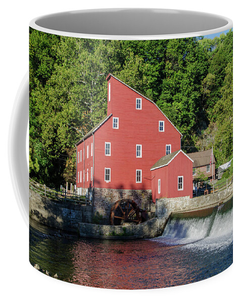 Rariton Coffee Mug featuring the photograph Rariton River and the Red Mill - Clinton New Jersey by Bill Cannon