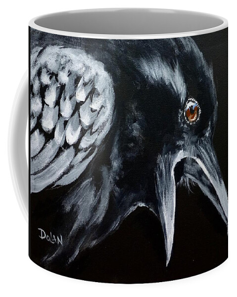 Acrylic Painting Coffee Mug featuring the painting Raven Complaining by Pat Dolan