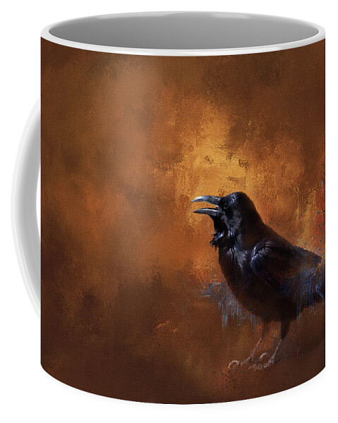 Raven Coffee Mug featuring the painting Raven by Theresa Tahara