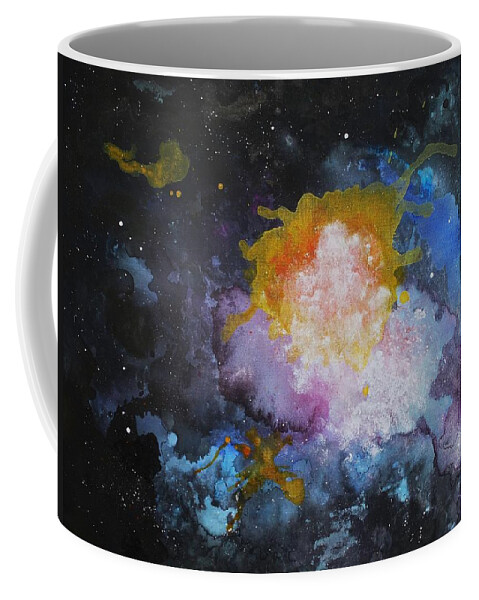 Nebula Coffee Mug featuring the painting Manta ray nebula by Nigel Radcliffe