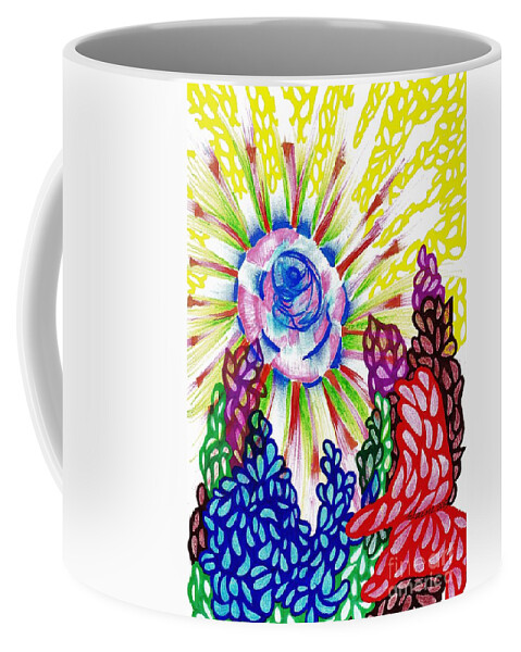 Abstract Art Coffee Mug featuring the drawing Ray of Light by Elaine Berger