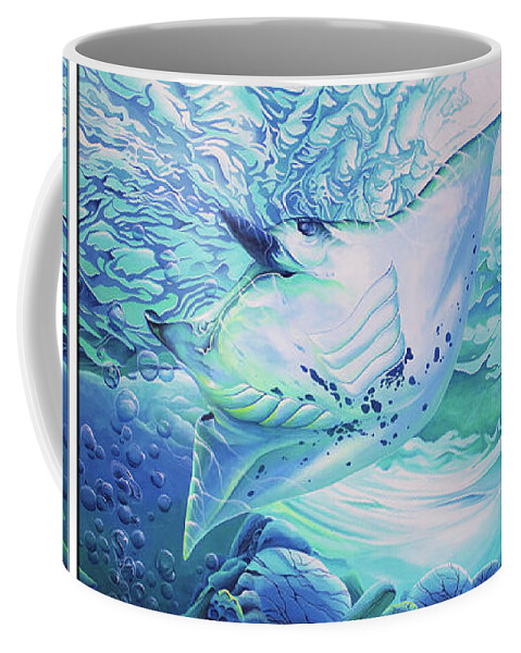 Manta Ray Coffee Mug featuring the painting Ray by William Love