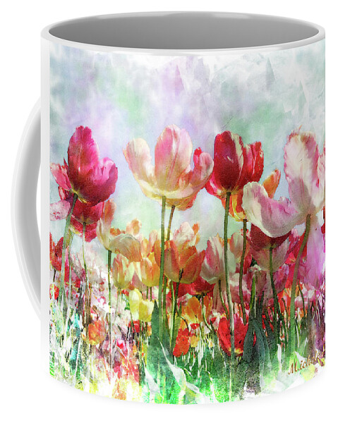 Tulips Coffee Mug featuring the digital art Reaching for the Sky by Michele A Loftus