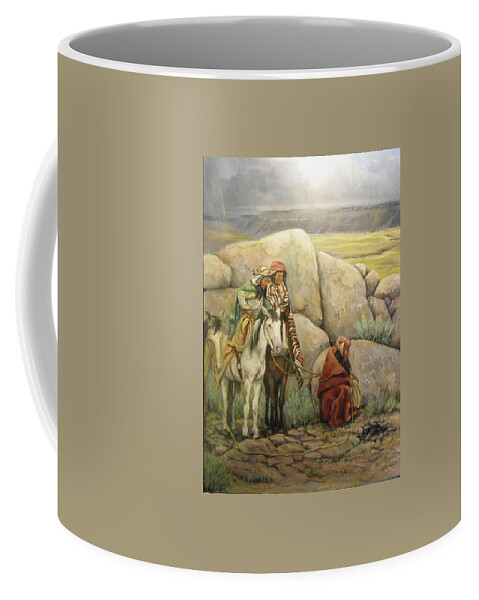 Paiute Indians Coffee Mug featuring the painting Reading Sign by Donna Tucker