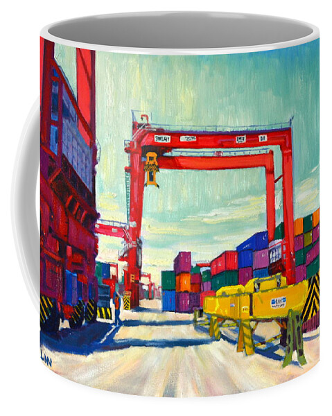 Port Coffee Mug featuring the painting Ready and Able by Ningning Li