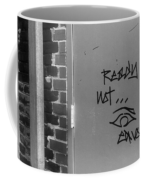 Street Art Coffee Mug featuring the drawing Ready or Not... by Aort Reed