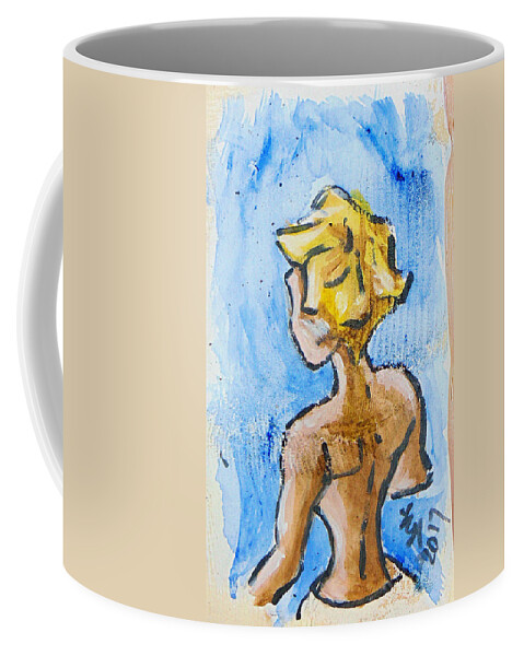  Coffee Mug featuring the drawing Ready to spar by Loretta Nash