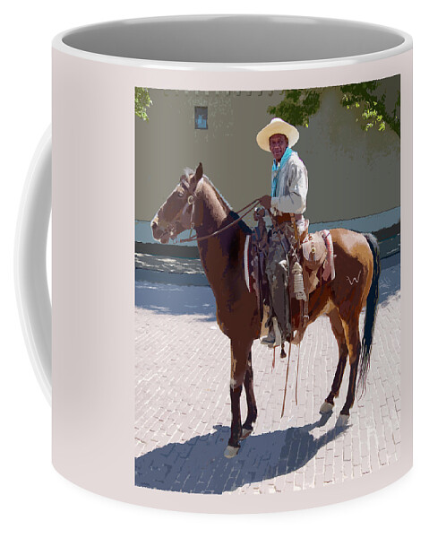 Cowboy Coffee Mug featuring the digital art Real Cowboy by John Dyess