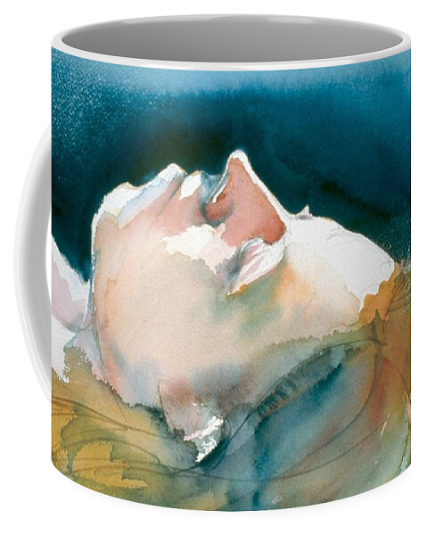 Headshot Coffee Mug featuring the painting Reclining Head Study by Barbara Pease