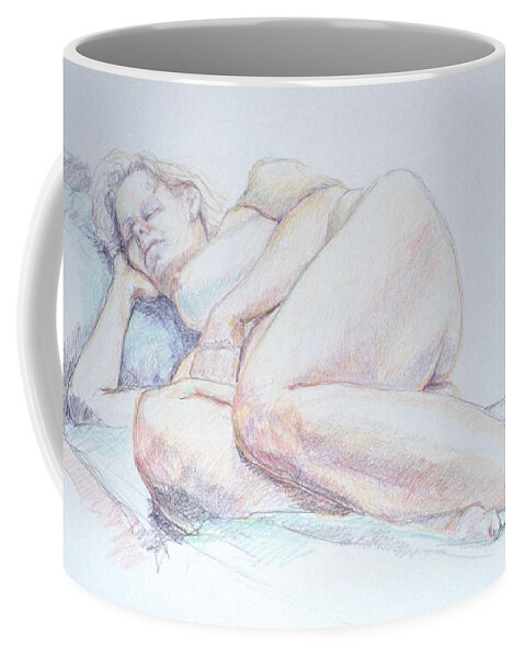 Full Figure Coffee Mug featuring the painting Reclining Study 2 by Barbara Pease