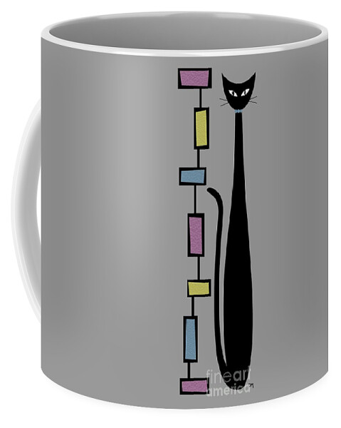  Coffee Mug featuring the digital art Rectangle Cat 3 on Gray by Donna Mibus
