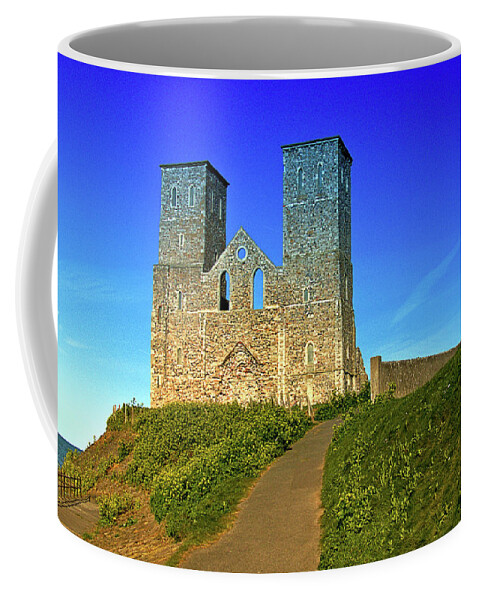 Heritage Coffee Mug featuring the photograph Reculver Towers by Richard Denyer