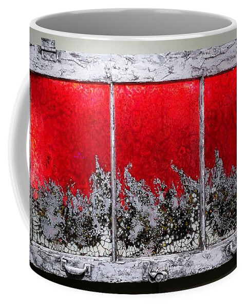 Old Window Coffee Mug featuring the mixed media Red and White Window # 1 by Christopher Schranck
