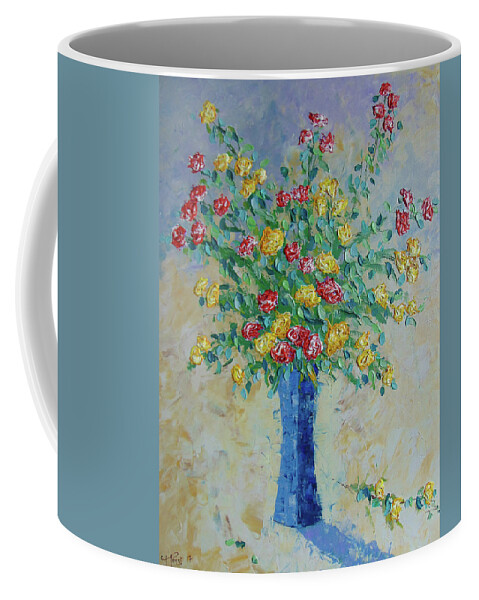 Frederic Payet Coffee Mug featuring the painting Red and yellow carnations by Frederic Payet