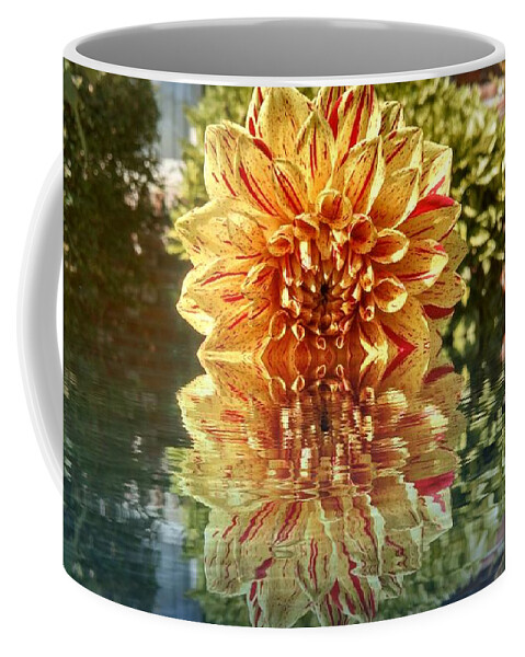 Digital Coffee Mug featuring the digital art Red and yellow reflection by Steven Wills