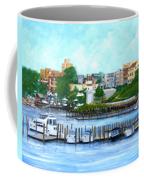 Red Bank Nj Coffee Mug featuring the painting Red Bank from the Molly Pitcher Hotel by Leonardo Ruggieri