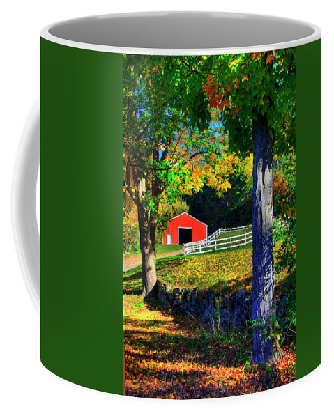  Red Barn Coffee Mug featuring the photograph Red Barn in Autumn - Keane, NH by Joann Vitali