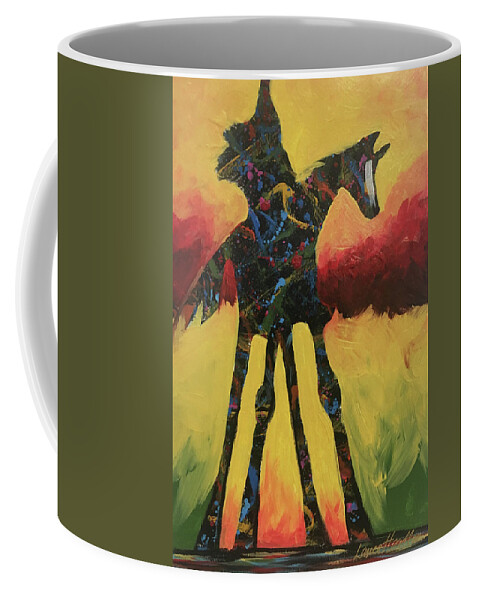 Indians Coffee Mug featuring the painting Red Canyon Warrior by Lance Headlee