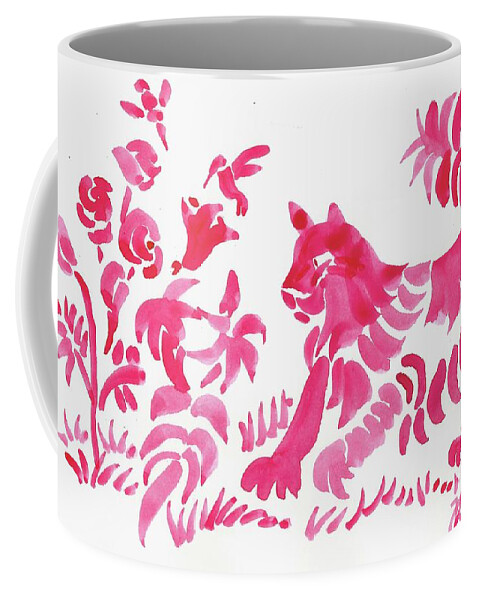 Red Cat Coffee Mug featuring the painting Red Cat Florals direct watercolor by Catinka Knoth