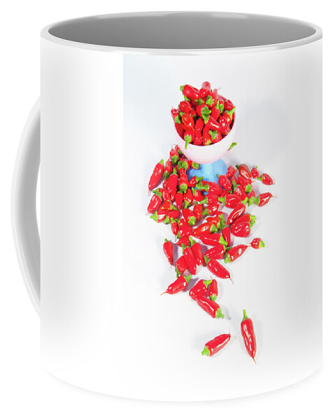Chillies Coffee Mug featuring the photograph Red Chillies in a Bowl v by Helen Jackson
