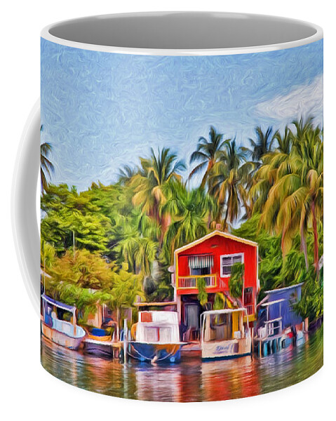 Conchkey Coffee Mug featuring the photograph Conch Key Waterfront Red Cottage by Ginger Wakem