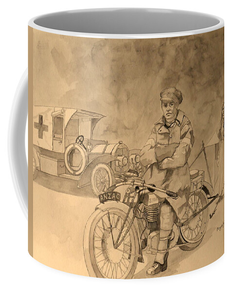 Bike Coffee Mug featuring the painting Red Cross by Ray Agius