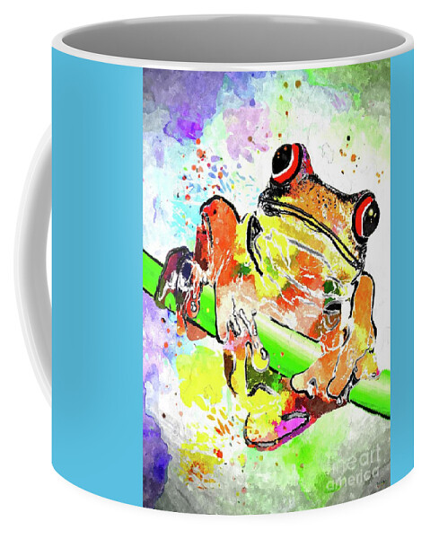 Red Eyed Tree Frog Grunge Coffee Mug featuring the mixed media Red Eyed Tree Frog Grunge by Daniel Janda