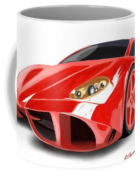 Ferrari Coffee Mug featuring the painting Red Ferrari by ThomasE Jensen