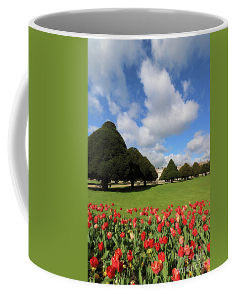 Spring Coffee Mug featuring the photograph Red Flowers at Hampton Court by Julia Gavin