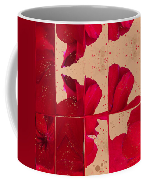 Geranium Coffee Mug featuring the digital art Red Geranium Fragments by Judi and Don Hall