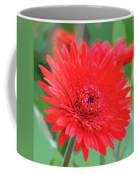Photograph Coffee Mug featuring the photograph Red Gerbera Posterized by Suzanne Gaff