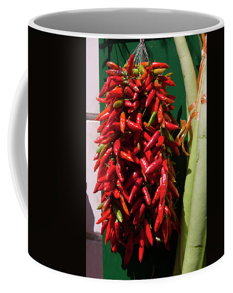 Hot Chili Peppers Hanging Outdoors Coffee Mug featuring the photograph Red Hot Chili Peppers by Sally Weigand