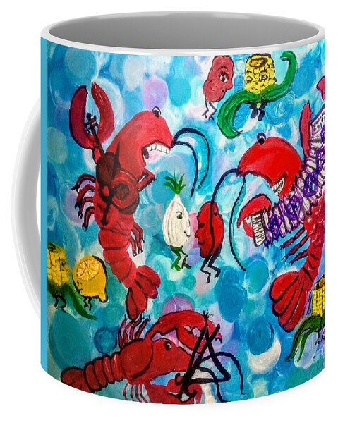 Red Hot Crawfish Ball Coffee Mug featuring the mixed media Red Hot Crawfish Ball by Seaux-N-Seau Soileau