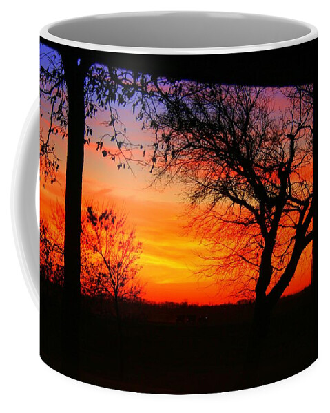 Landscape Coffee Mug featuring the photograph Red hot sunset by Julie Lueders 