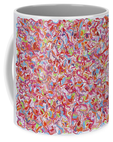 Abstract Coffee Mug featuring the painting Red Ladders by Stan Chraminski