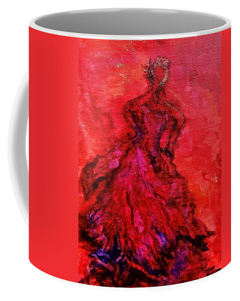 Red Coffee Mug featuring the painting Red Lady by Michelle Pier