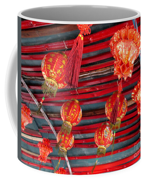 Red Lanterns Coffee Mug featuring the photograph Red Lanterns 2 by Randall Weidner