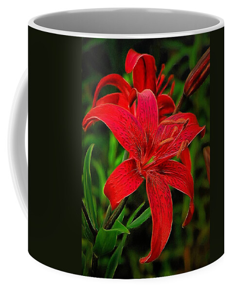 Lily Coffee Mug featuring the digital art Red Lily by Charmaine Zoe