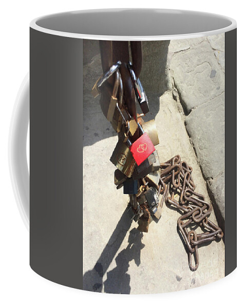 Lock Coffee Mug featuring the photograph Red Love Lock by Adam Long