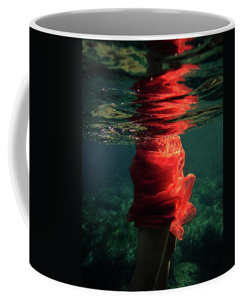 Swim Coffee Mug featuring the photograph Red Mermaid by Gemma Silvestre